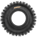 Atv Dekk 20x11-9 Sunf A035, frontvisning med markant knastemønster og gul logo på sideveggen.