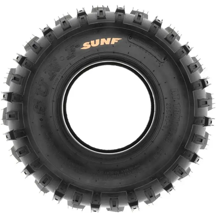 Atv Dekk 20x6-10 Sunf A035, frontbilde som fremhever grove knotter, tydelig mønster og oransje merkebokstaver.