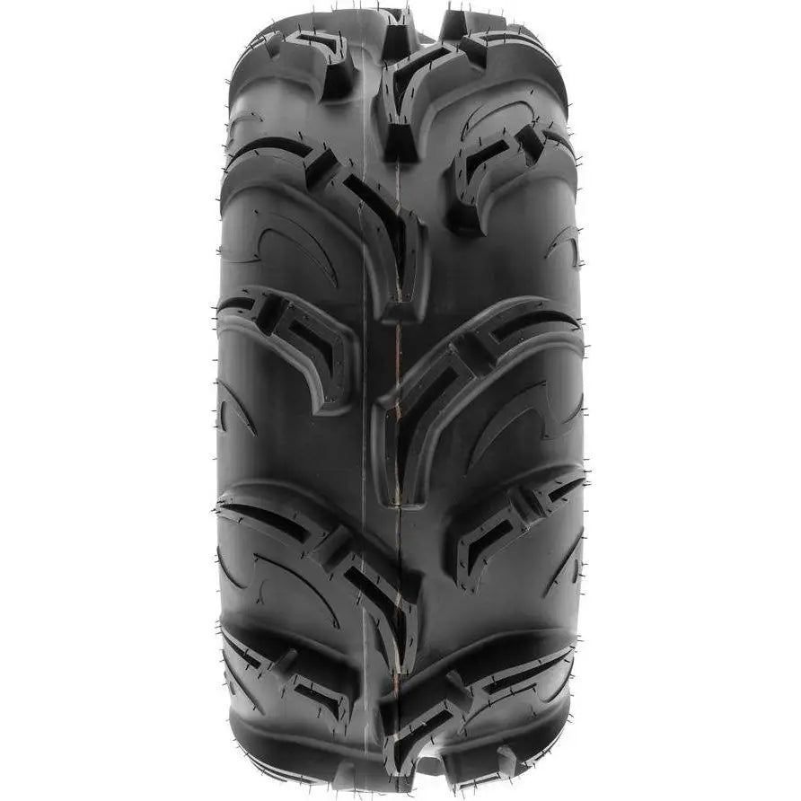 Atv Dekk 27x11-14 Sunf A048, frontbilde som fremhever det dype terrengmønsteret og små gummipigger langs kanten.